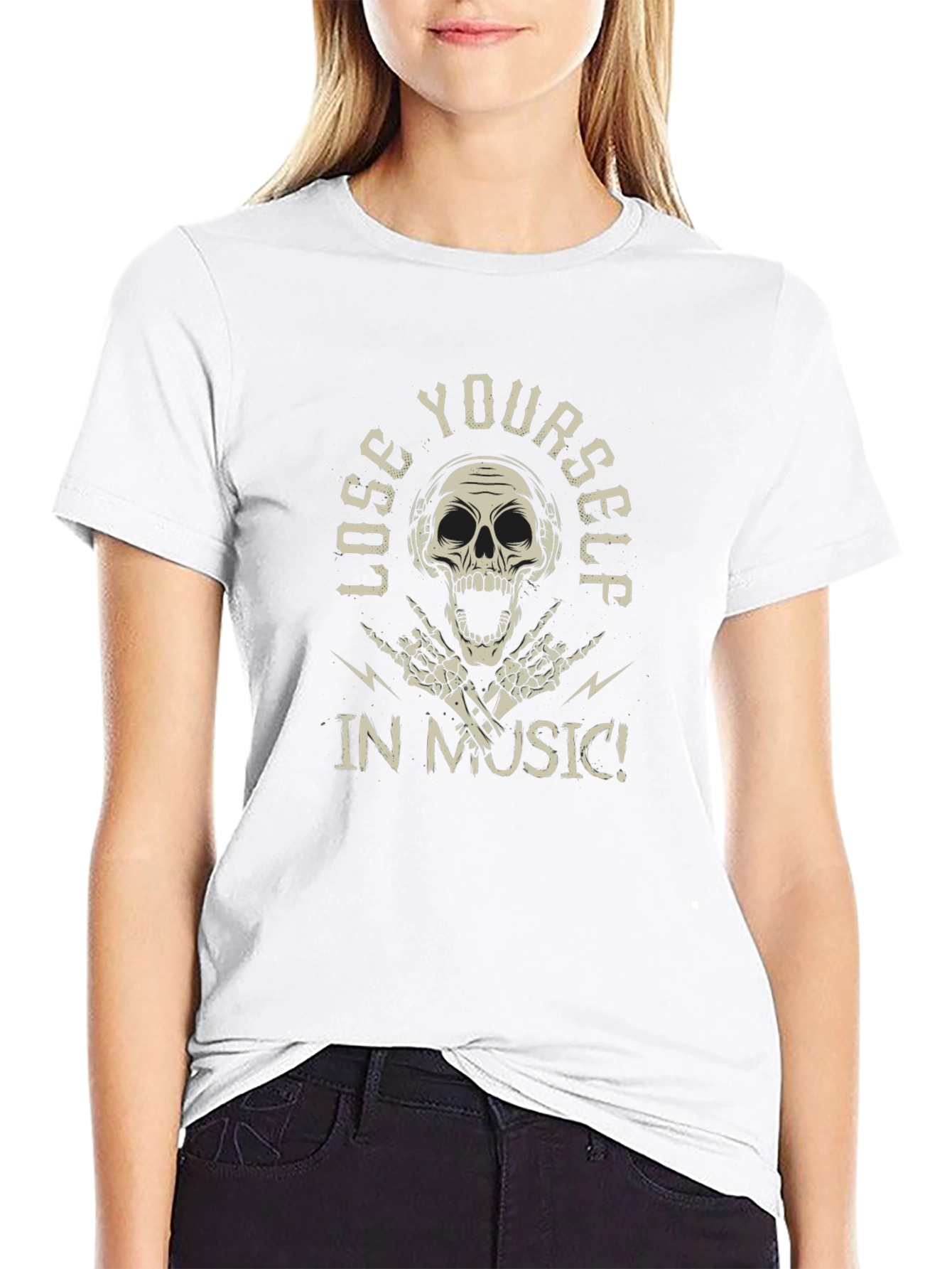 Lose Yourself in Music Skull Graphic Tee