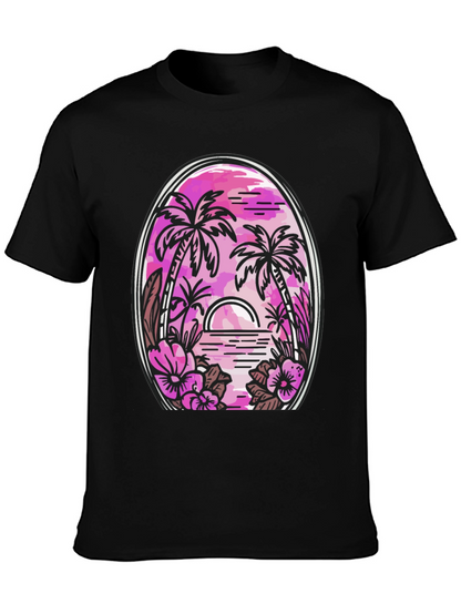 Tropical Palm Sunset Graphic Tee