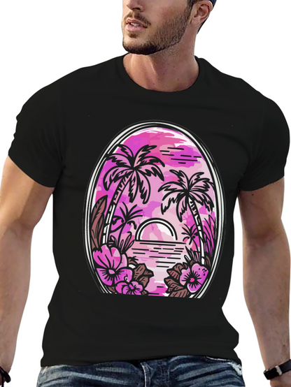 Tropical Palm Sunset Graphic Tee