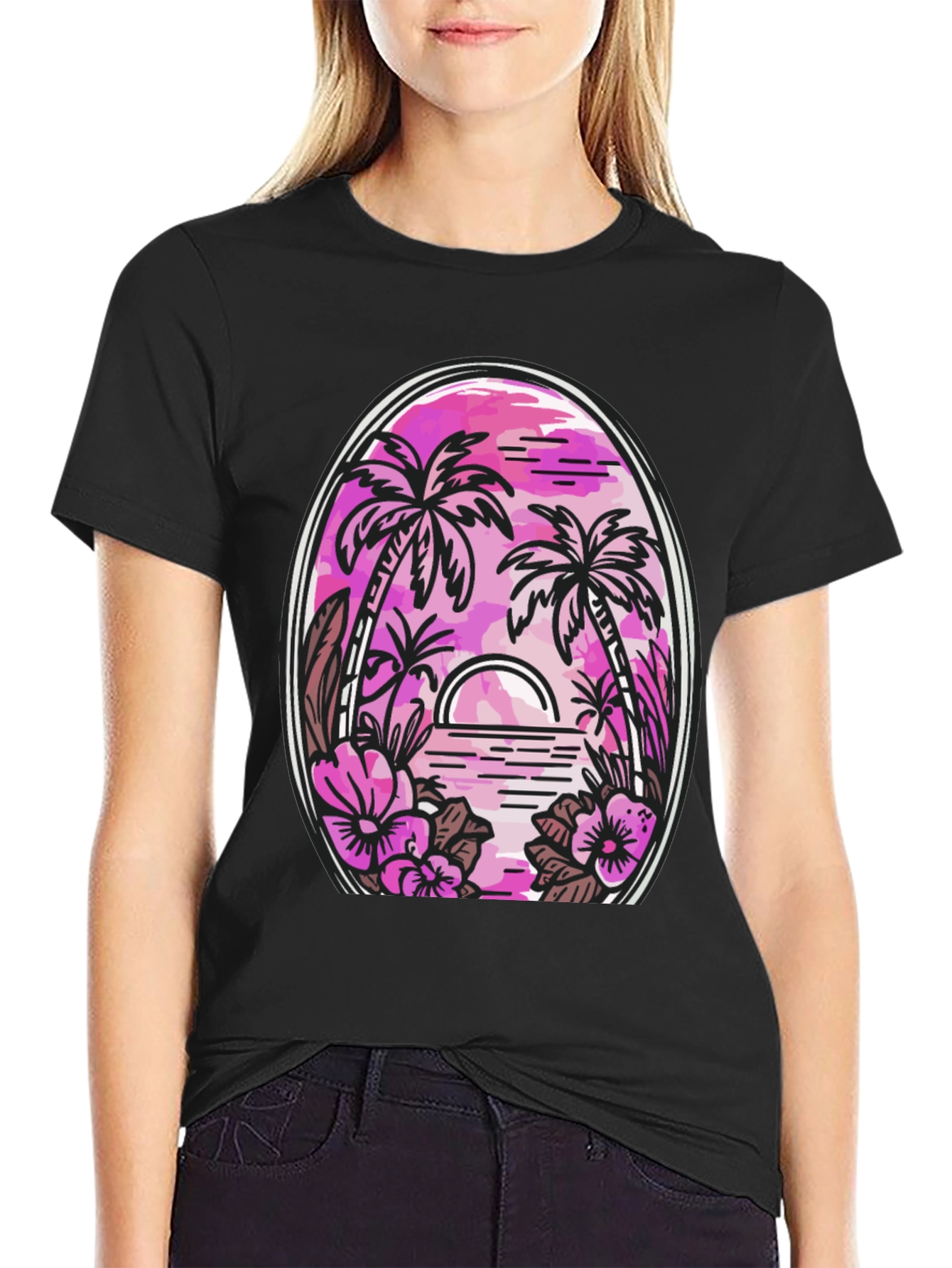 Tropical Palm Sunset Graphic Tee