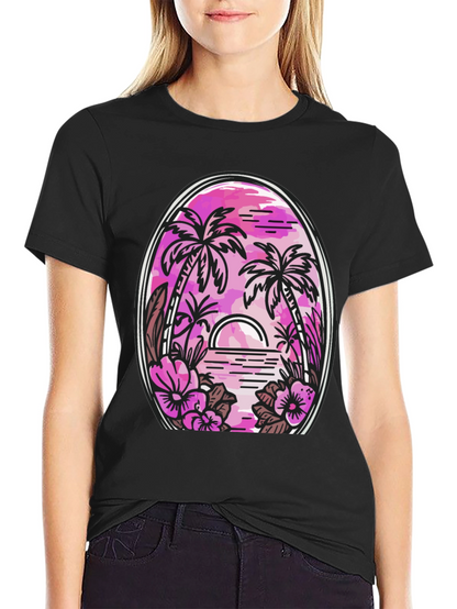 Tropical Palm Sunset Graphic Tee