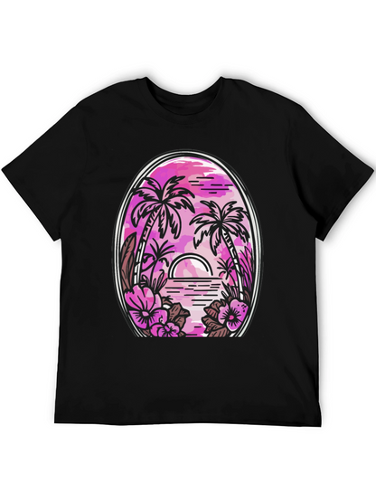 Tropical Palm Sunset Graphic Tee