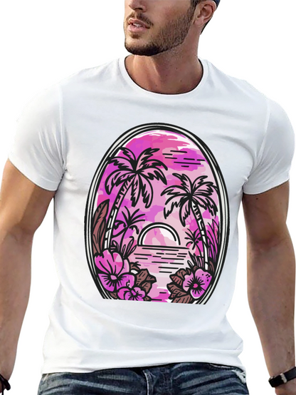 Tropical Palm Sunset Graphic Tee