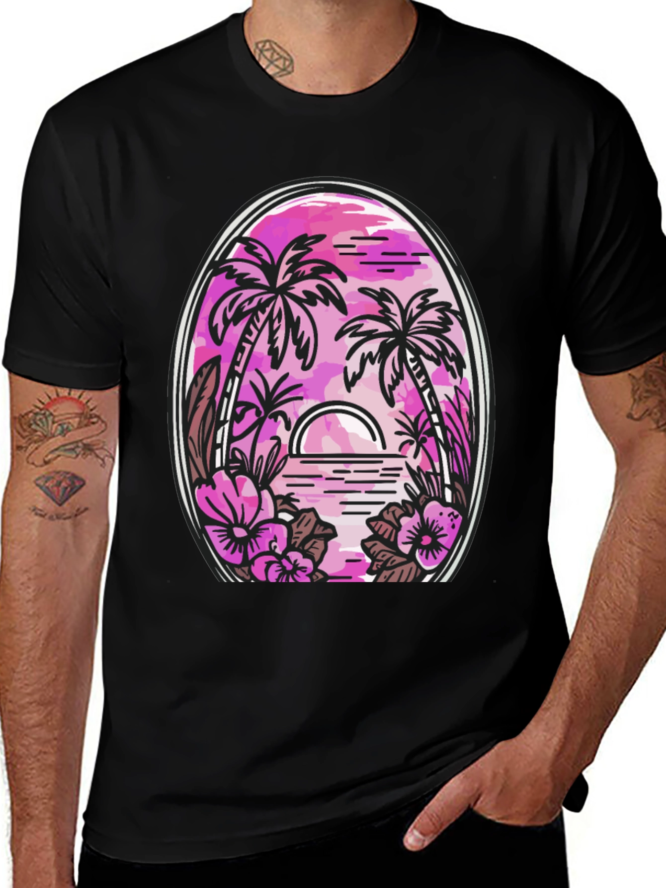 Tropical Palm Sunset Graphic Tee