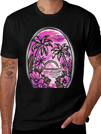 Tropical Palm Sunset Graphic Tee