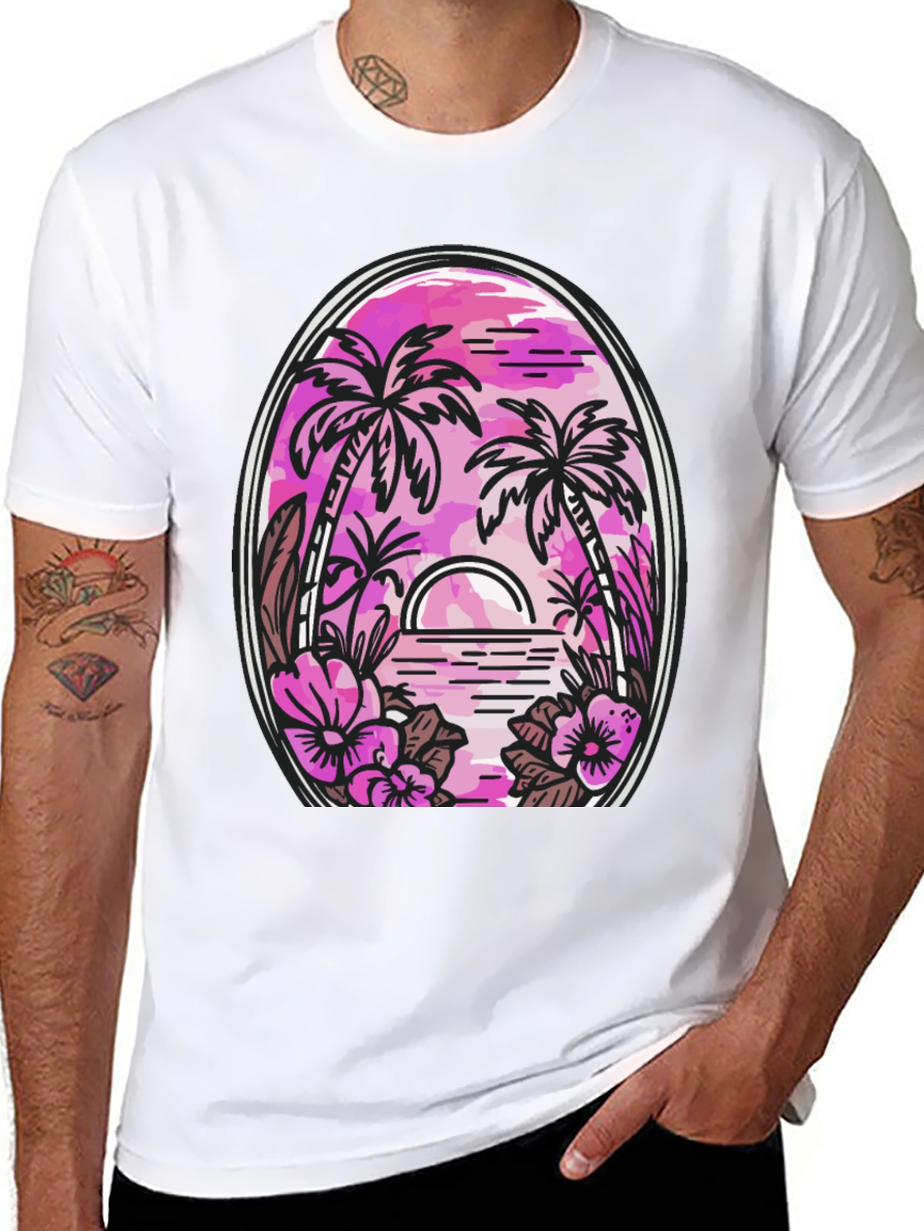 Tropical Palm Sunset Graphic Tee
