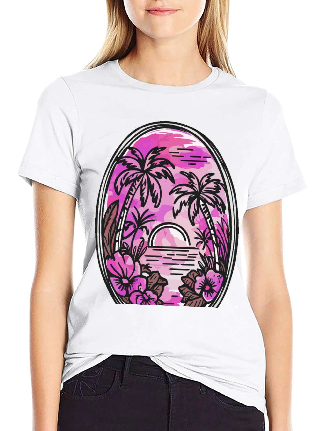 Tropical Palm Sunset Graphic Tee