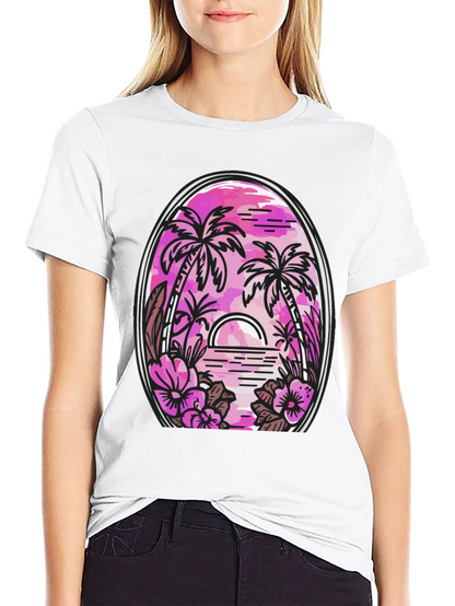 Tropical Palm Sunset Graphic Tee