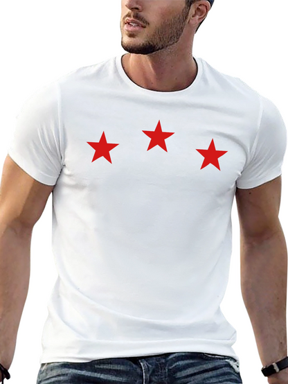 Three Star Graphic Black T-Shirt