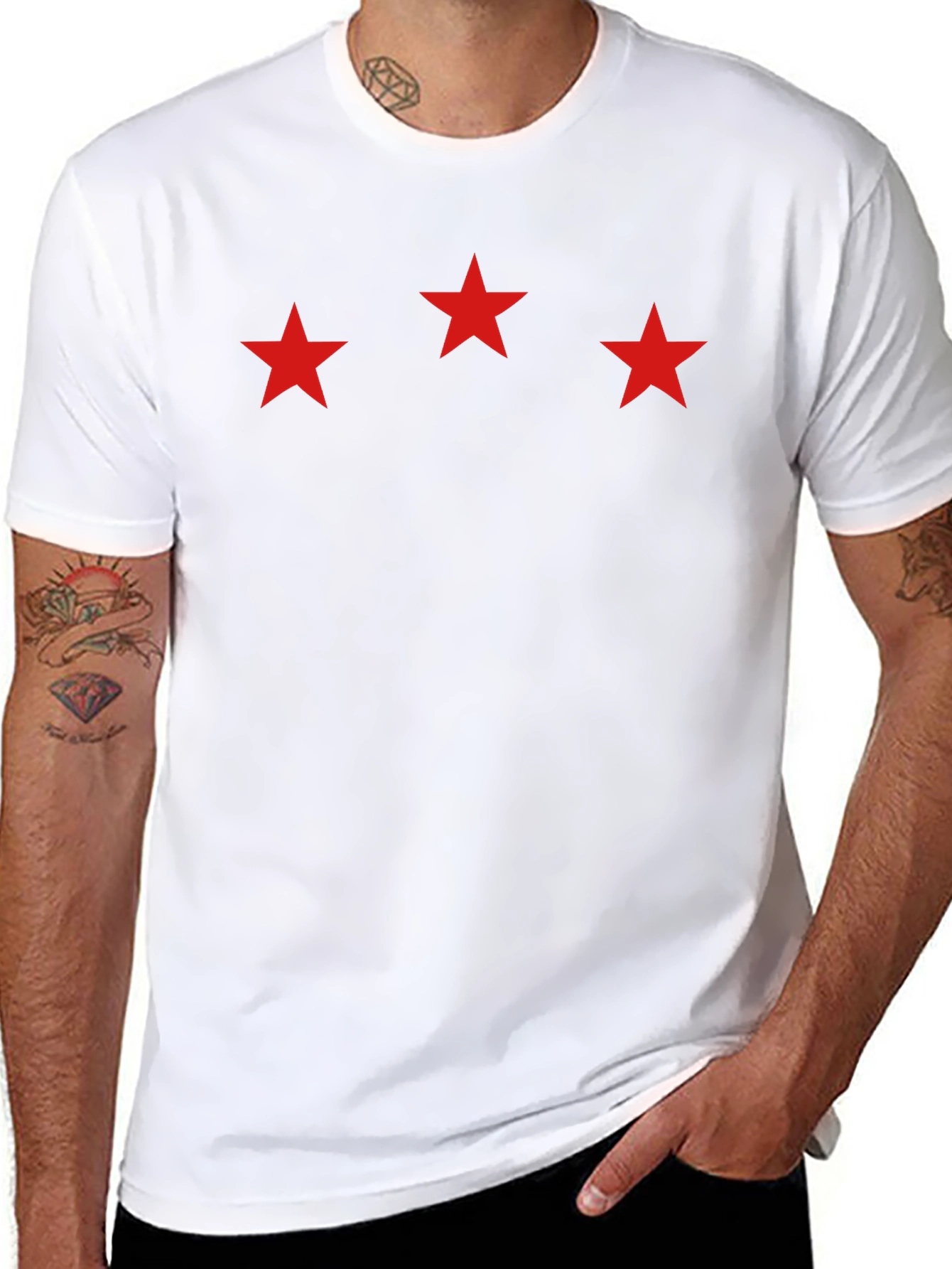 Three Star Graphic Black T-Shirt