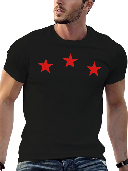 Three Star Graphic Black T-Shirt