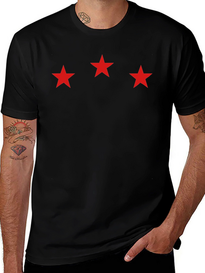 Three Star Graphic Black T-Shirt