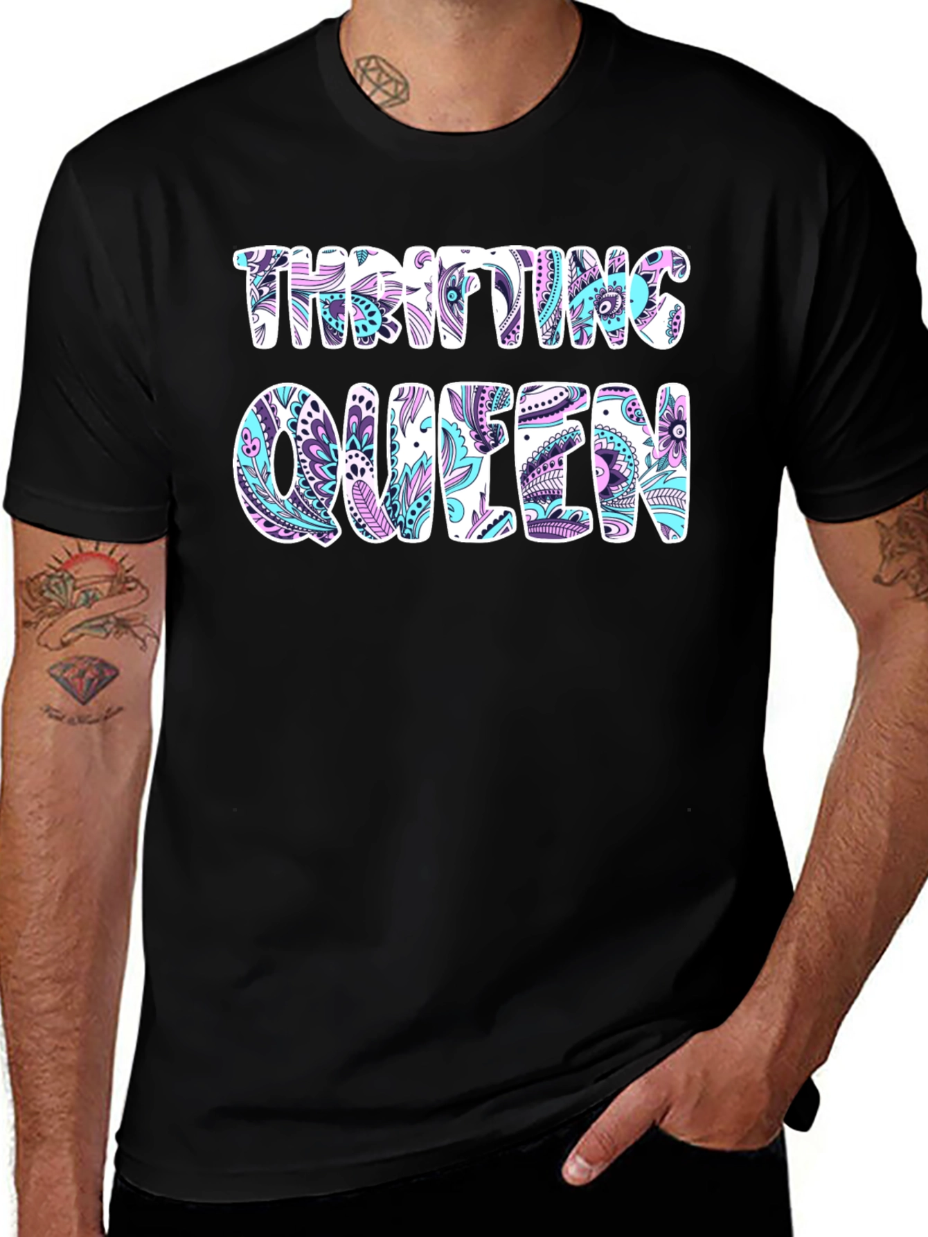 Thrifting Queen Black Graphic Tee