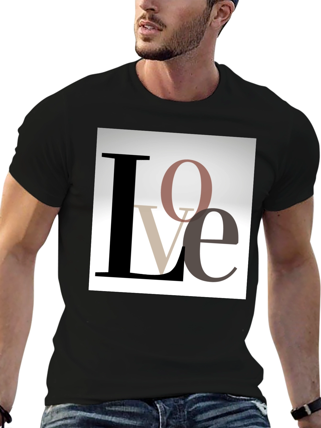 Stylish Love Graphic T-Shirt - Black