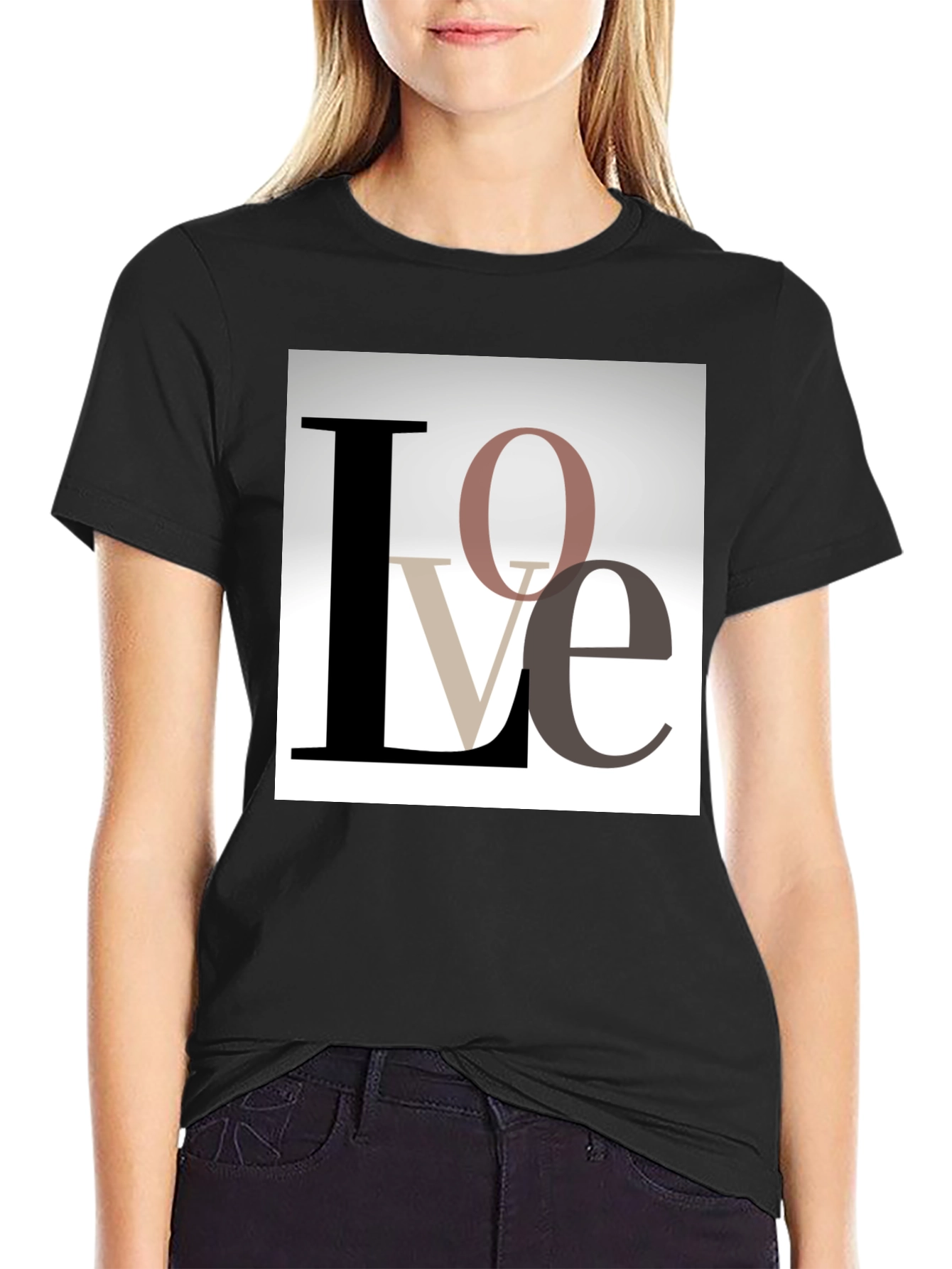 Stylish Love Graphic T-Shirt - Black