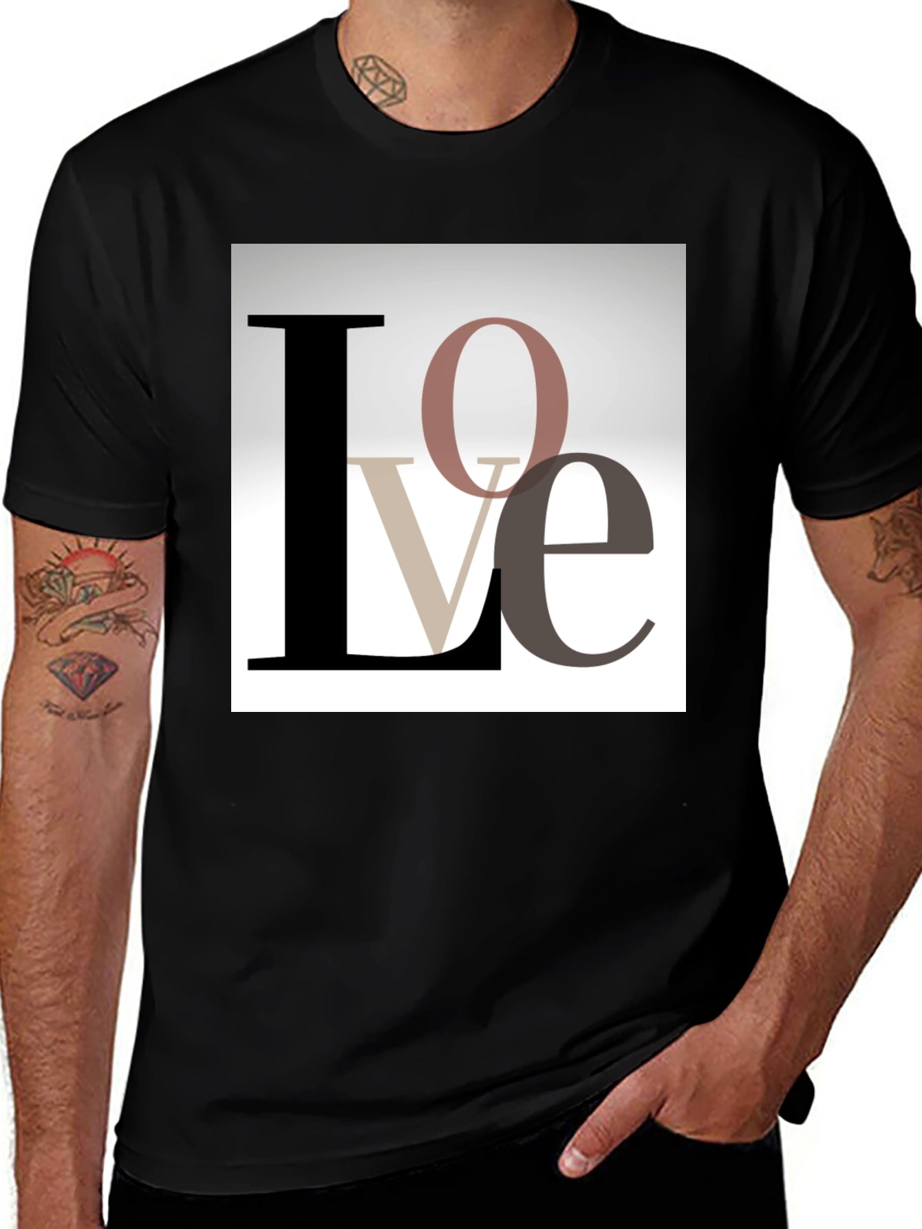 Stylish Love Graphic T-Shirt - Black