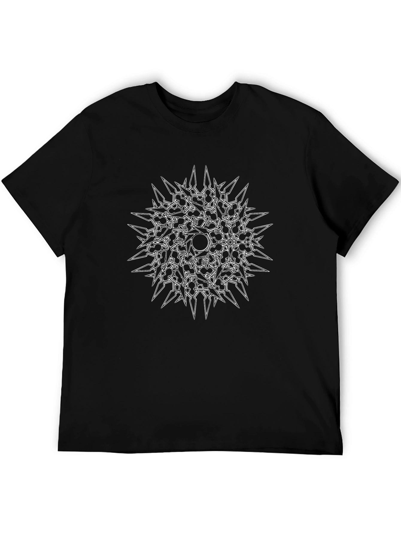 Abstract Spiked Circle Graphic Black T-Shirt