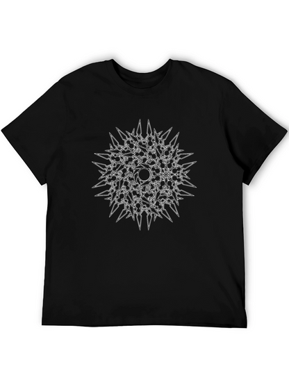 Abstract Spiked Circle Graphic Black T-Shirt