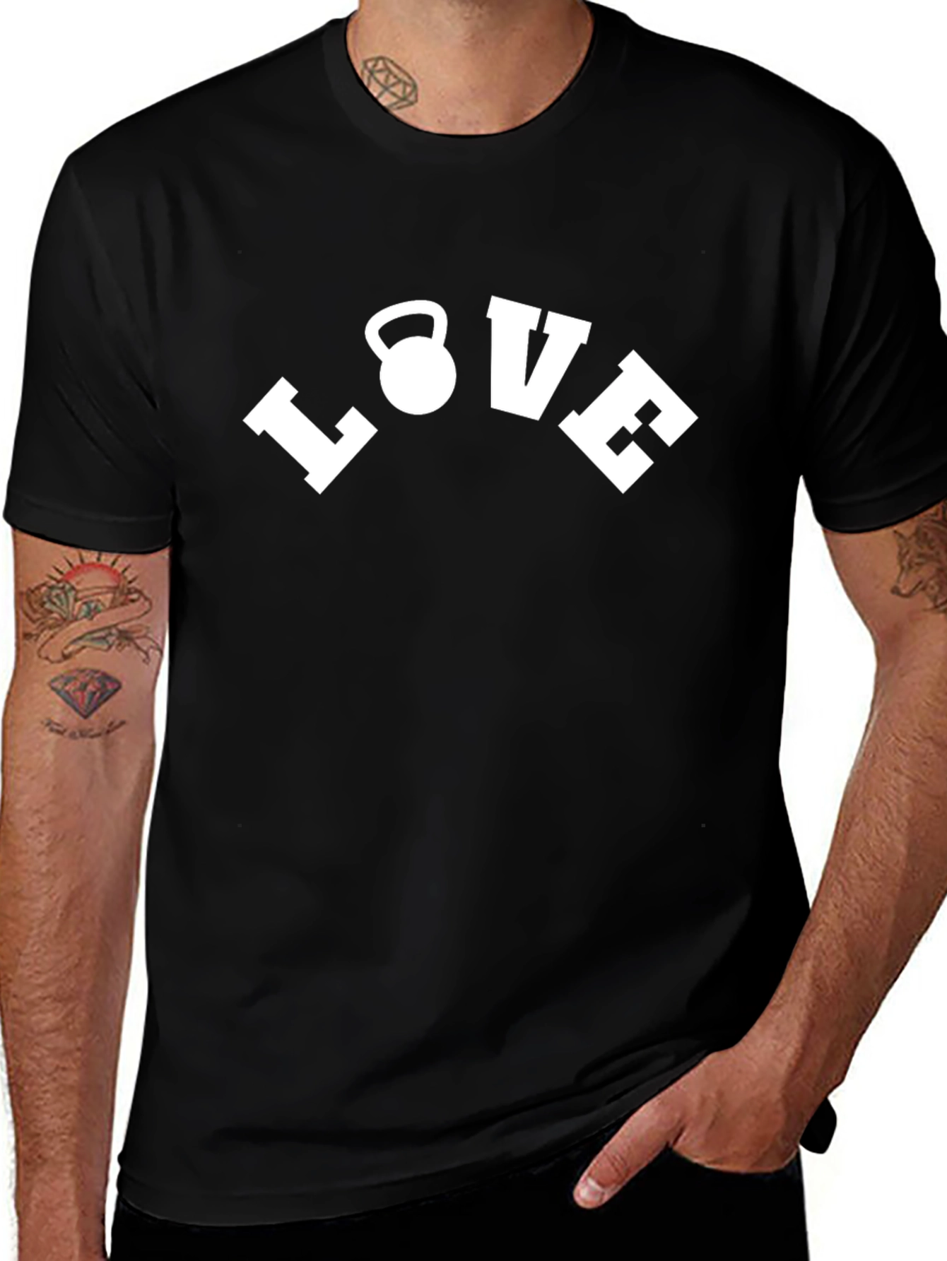 Love Kettlebell Black T-Shirt Workout Motivation