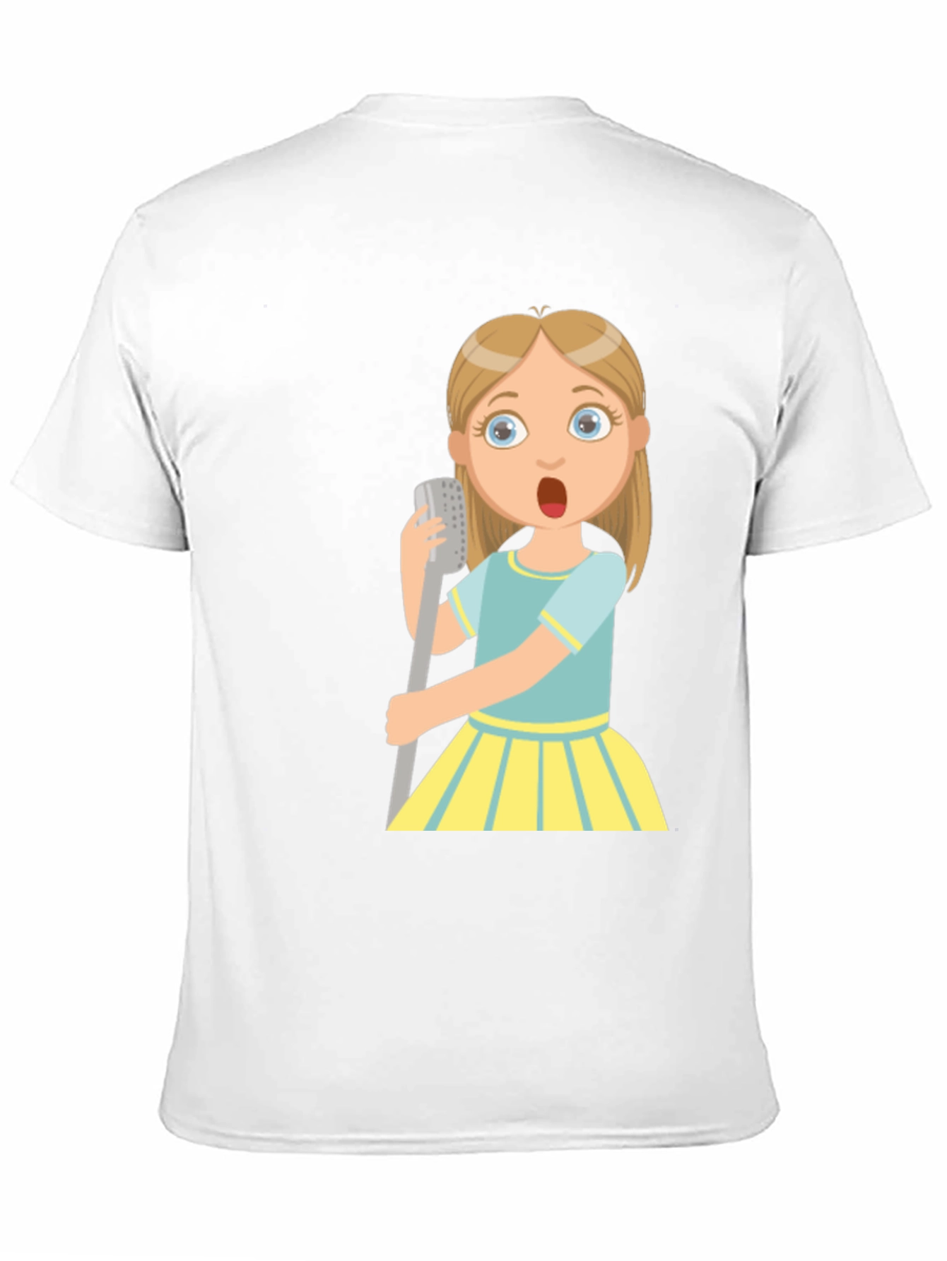 Cartoon Girl Singing Graphic Black T-Shirt