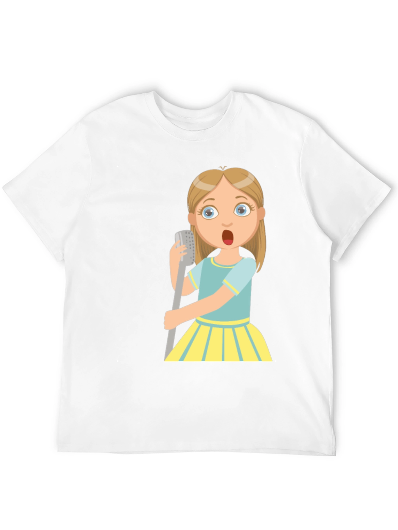 Cartoon Girl Singing Graphic Black T-Shirt