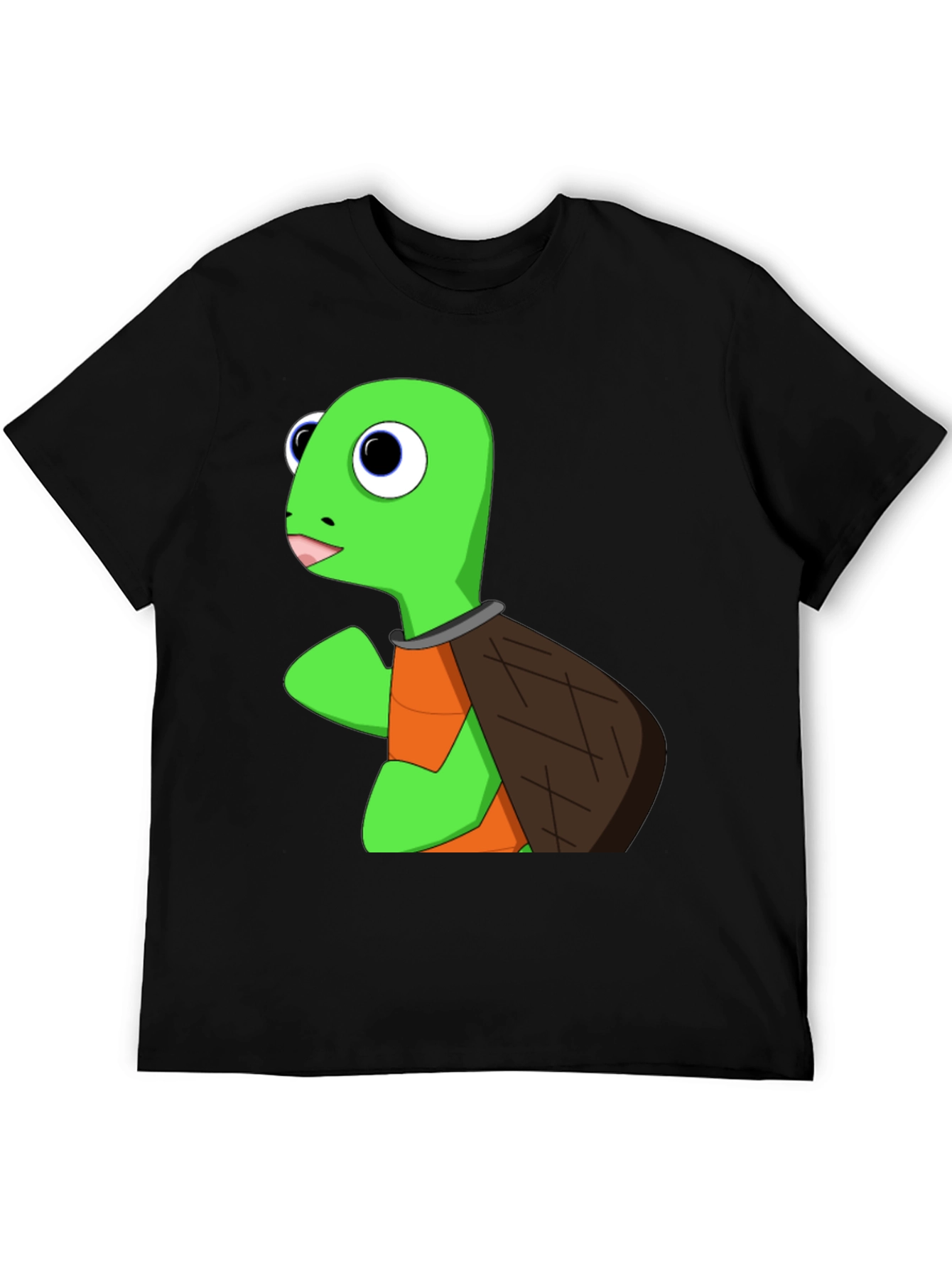 Cartoon Turtle Graphic T-Shirt - Black