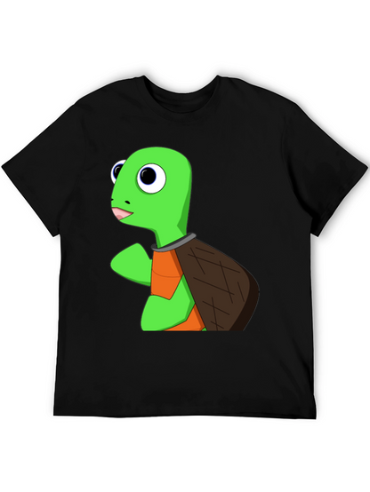 Cartoon Turtle Graphic T-Shirt - Black