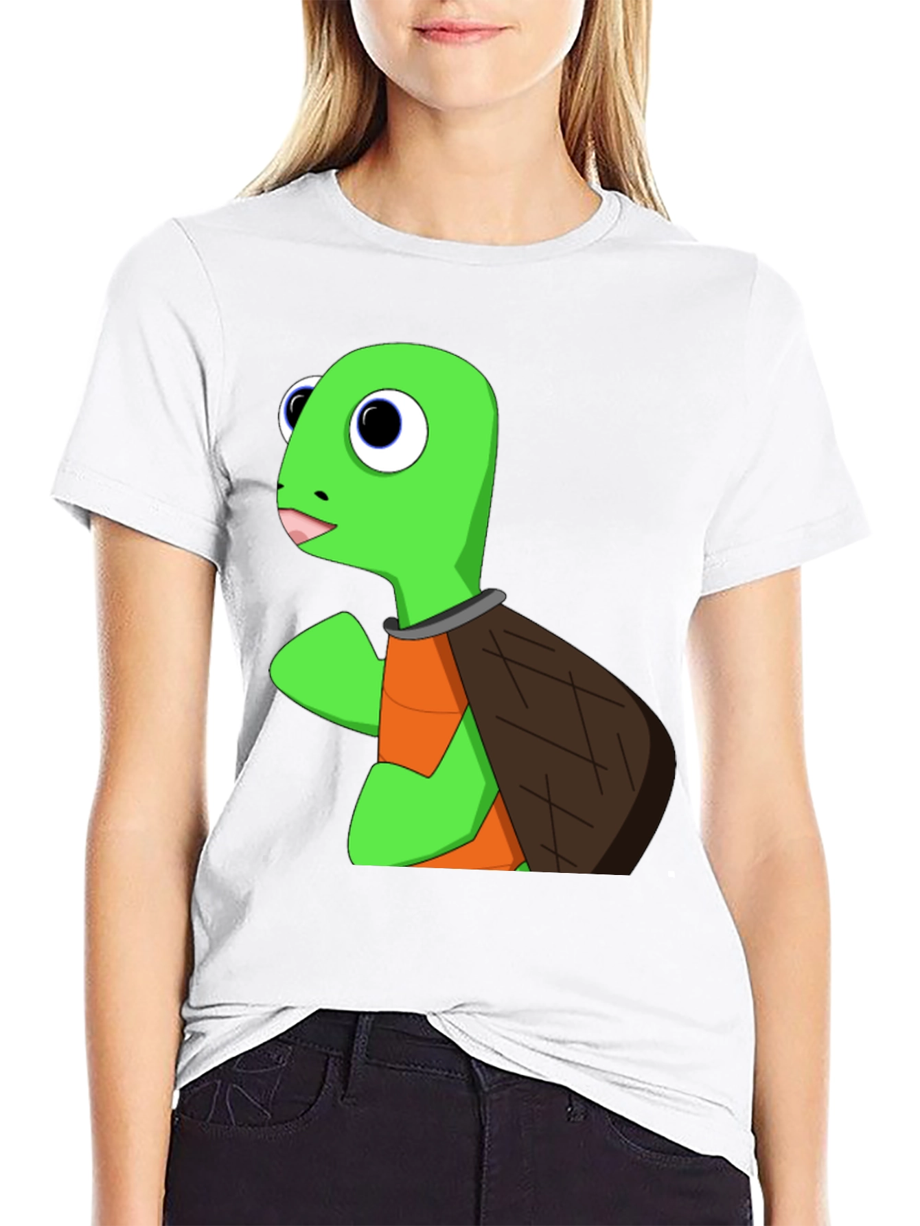 Cartoon Turtle Graphic T-Shirt - Black