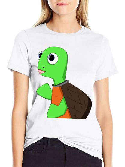 Cartoon Turtle Graphic T-Shirt - Black
