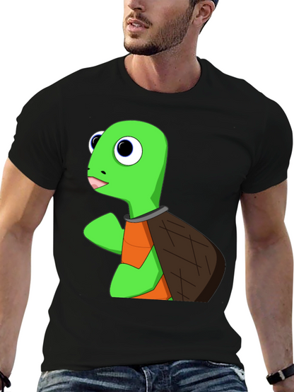 Cartoon Turtle Graphic T-Shirt - Black