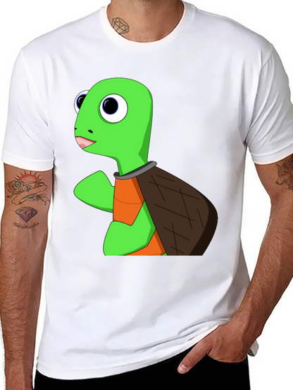 Cartoon Turtle Graphic T-Shirt - Black