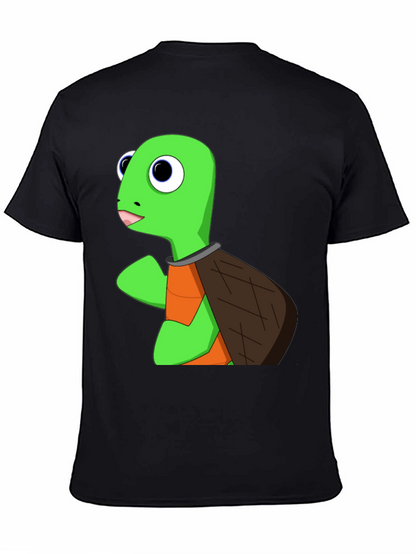 Cartoon Turtle Graphic T-Shirt - Black