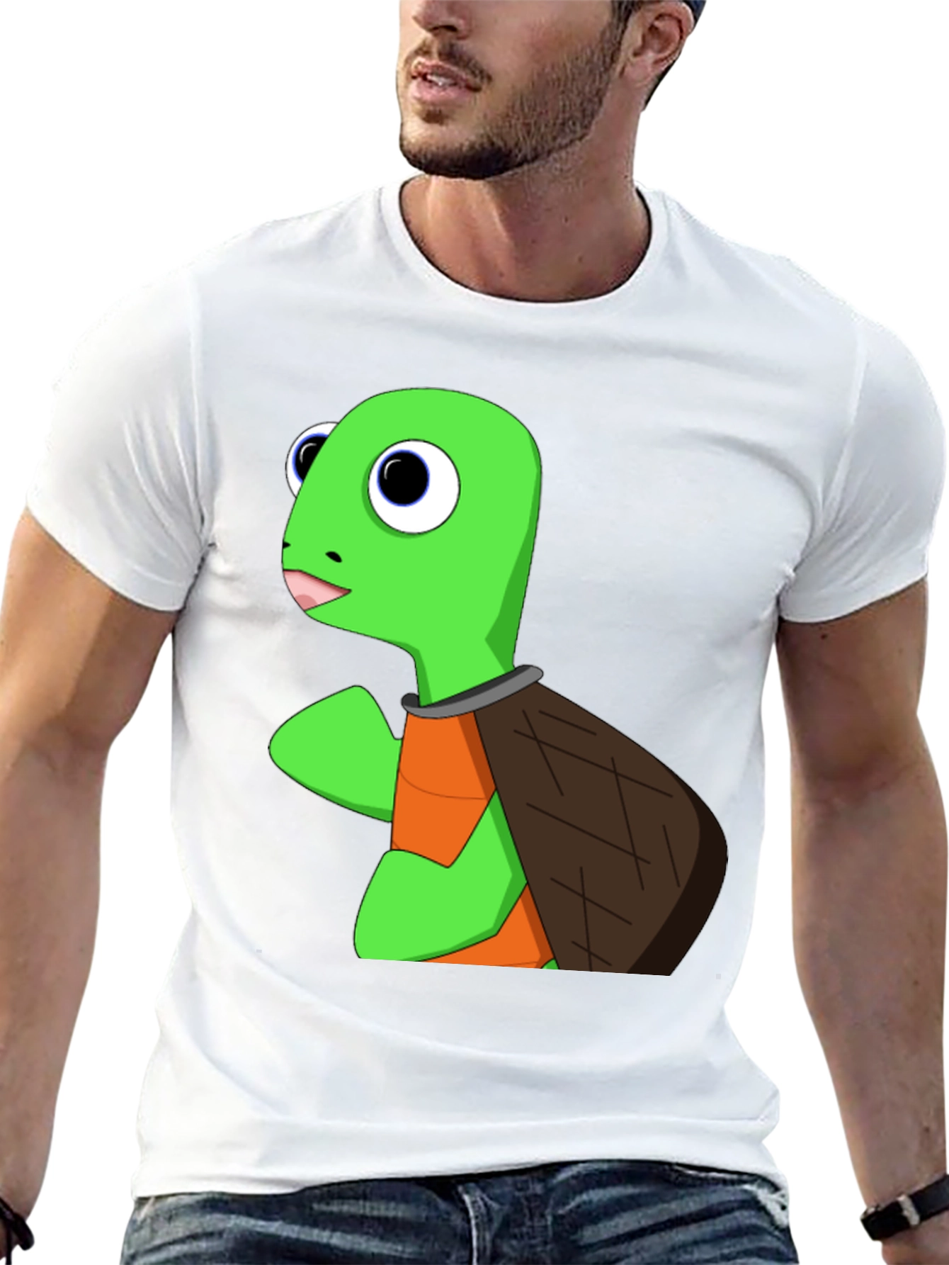 Cartoon Turtle Graphic T-Shirt - Black