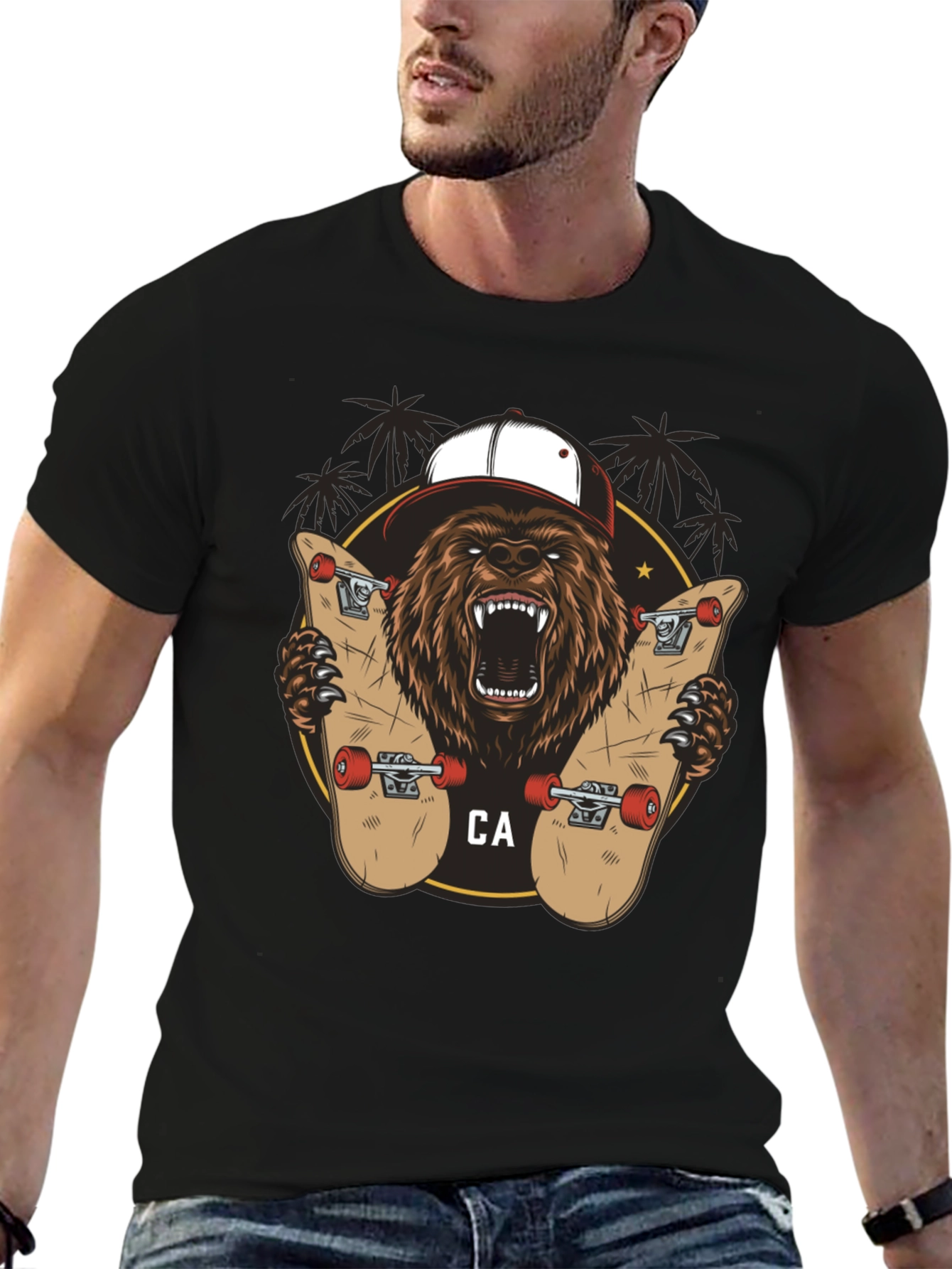 Bear Skateboarding Graphic Tee