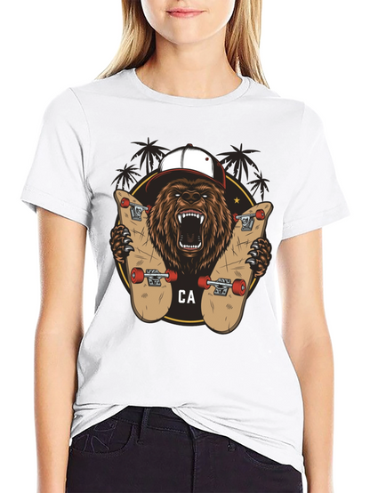 Bear Skateboarding Graphic Tee