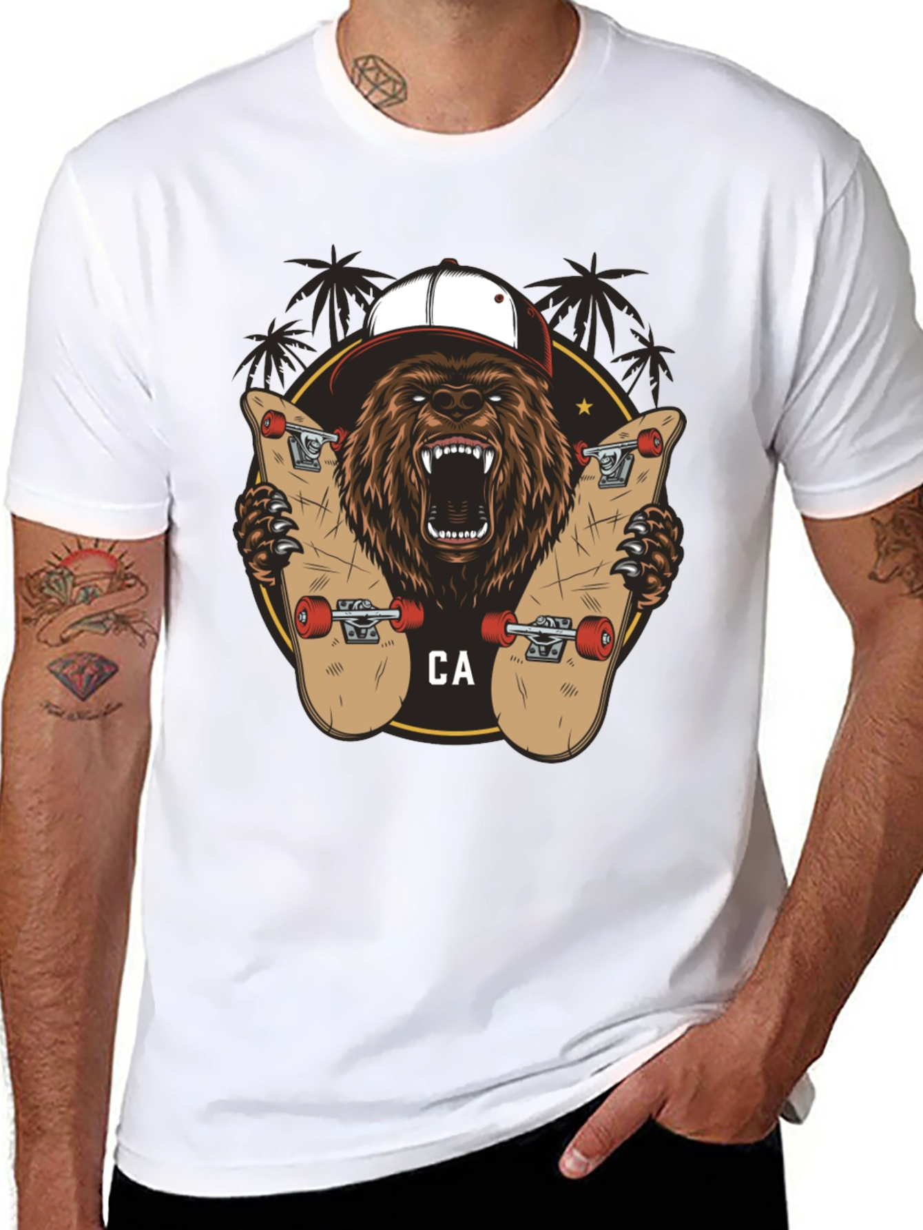 Bear Skateboarding Graphic Tee