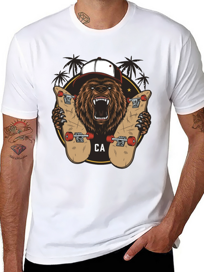 Bear Skateboarding Graphic Tee