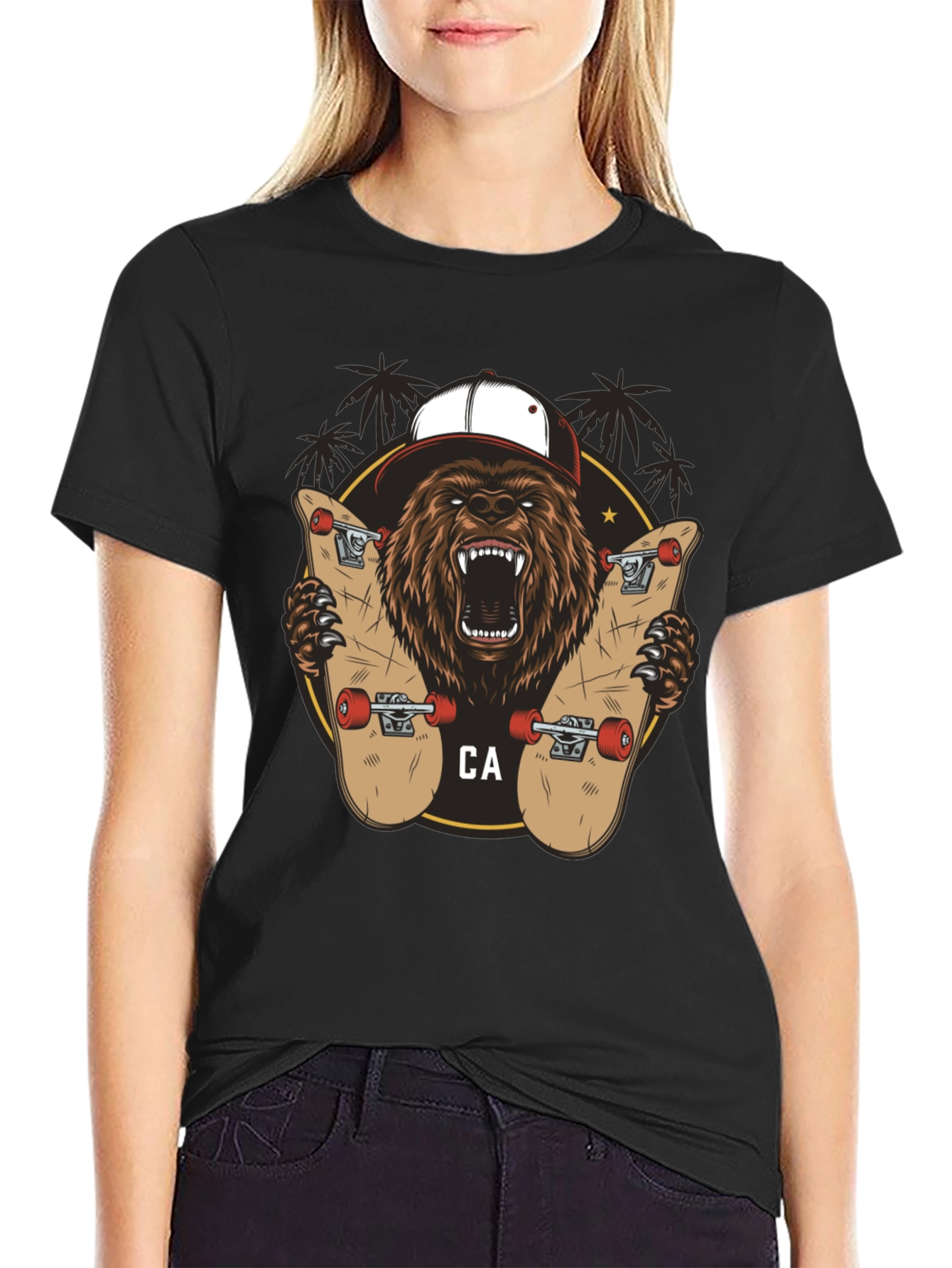 Bear Skateboarding Graphic Tee