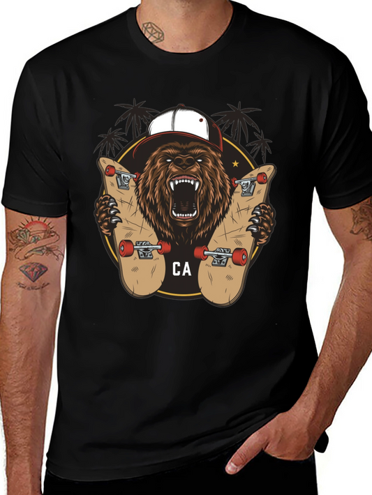 Bear Skateboarding Graphic Tee