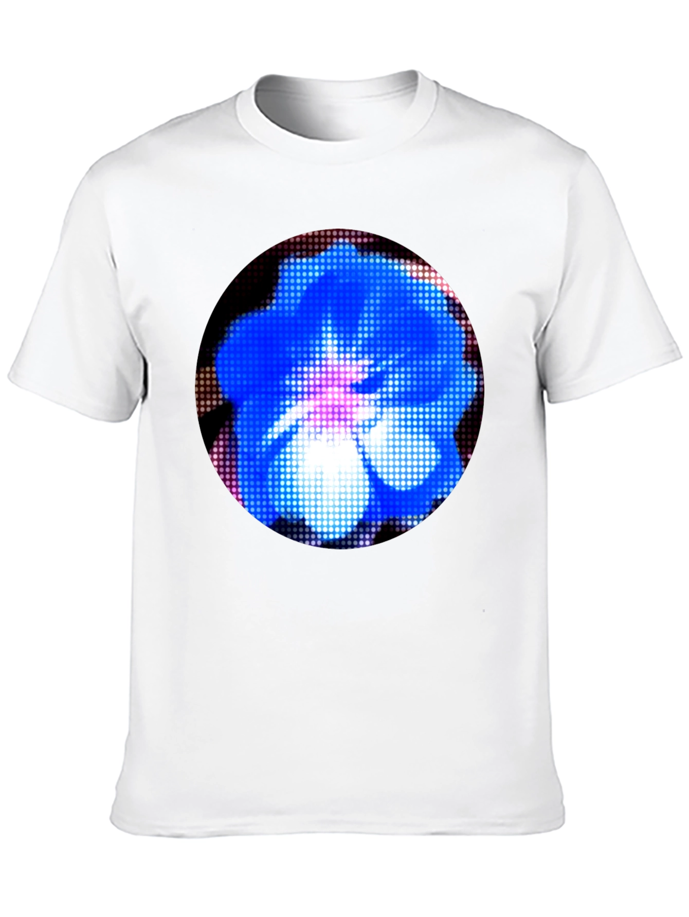 Blue Flower Graphic Black T-Shirt