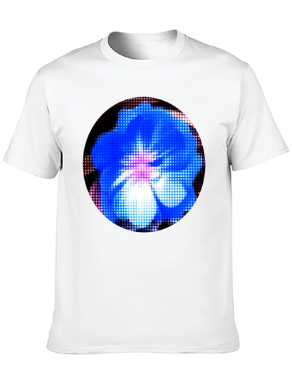 Blue Flower Graphic Black T-Shirt