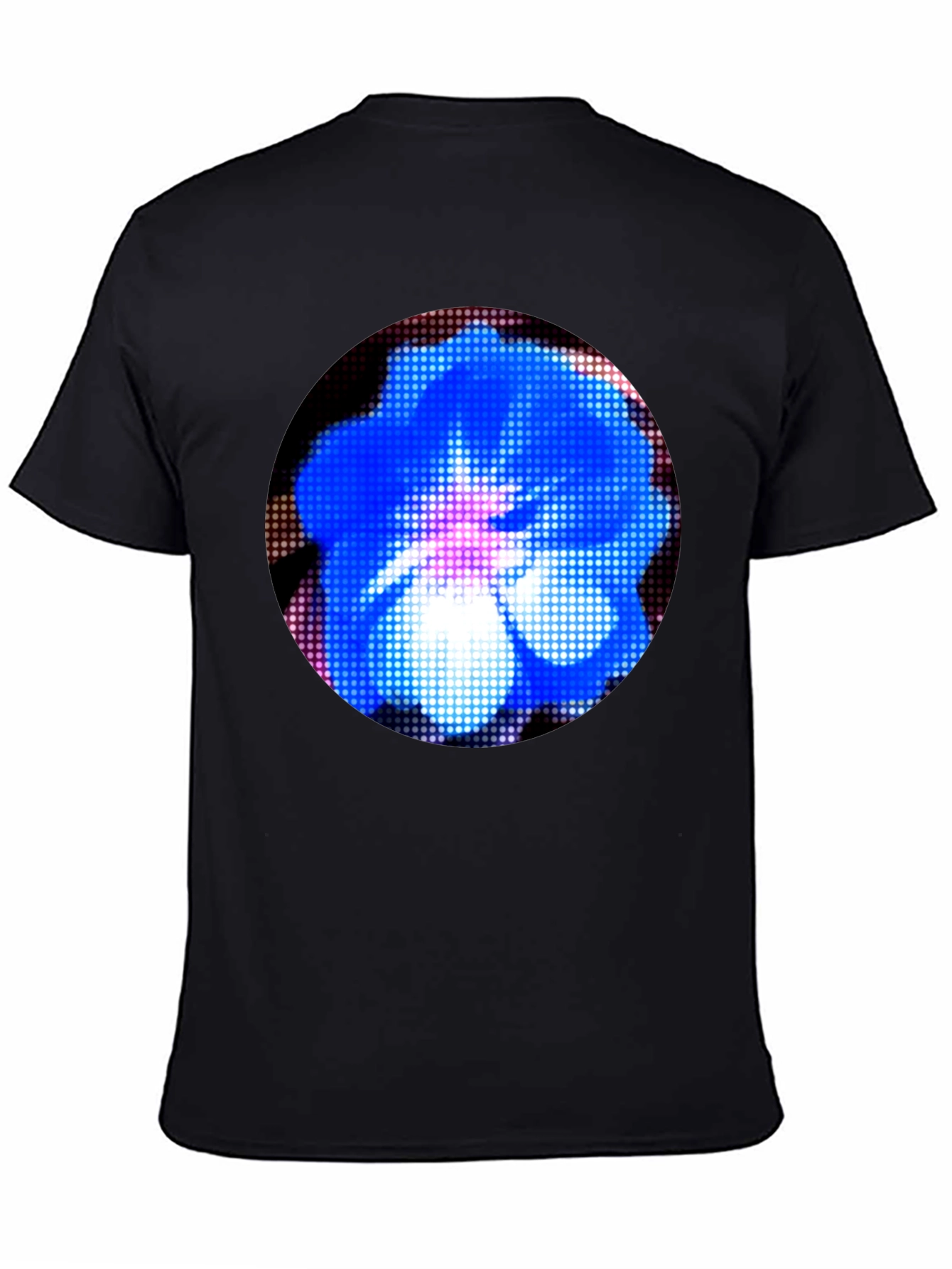 Blue Flower Graphic Black T-Shirt