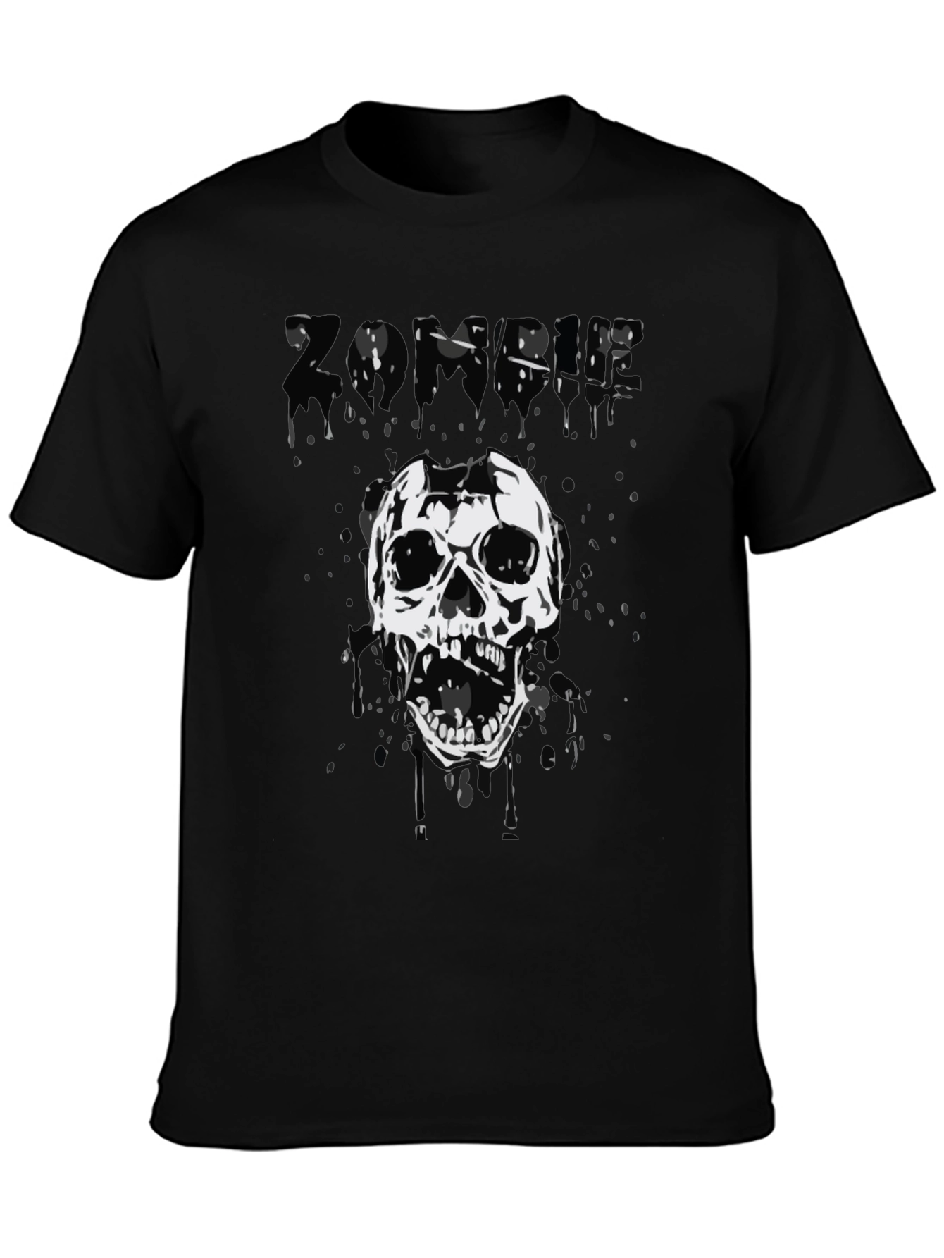 Zombie Skull Graphic Tee - Black