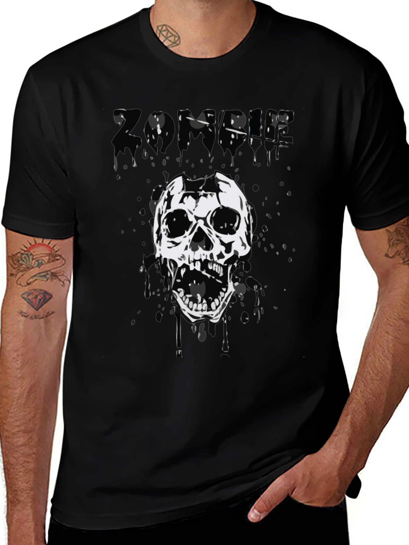 Zombie Skull Graphic Tee - Black