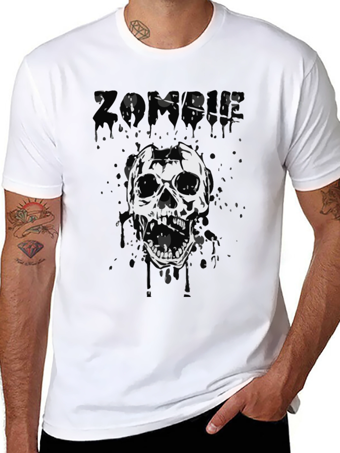 Zombie Skull Graphic Tee - Black