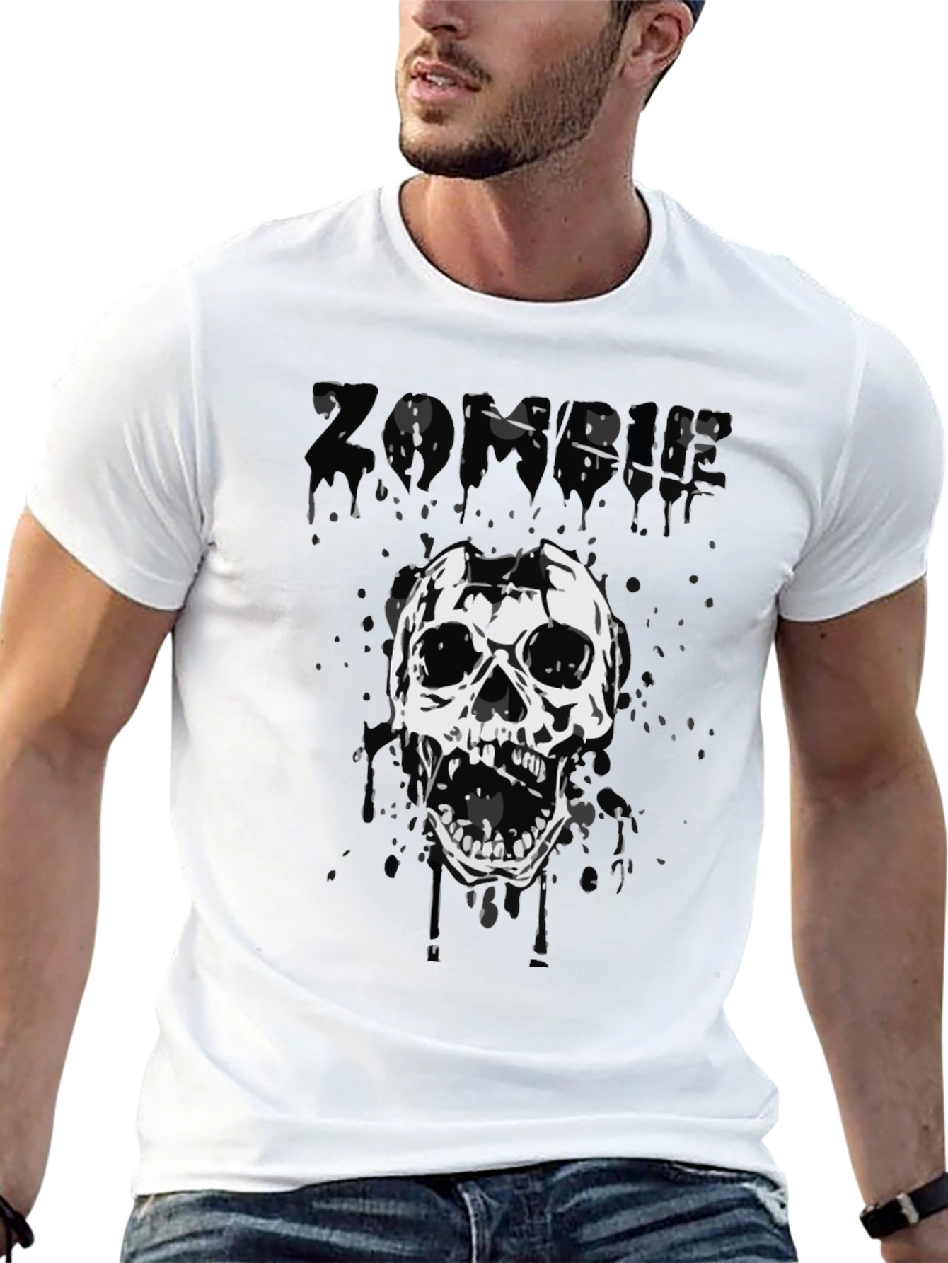 Zombie Skull Graphic Tee - Black