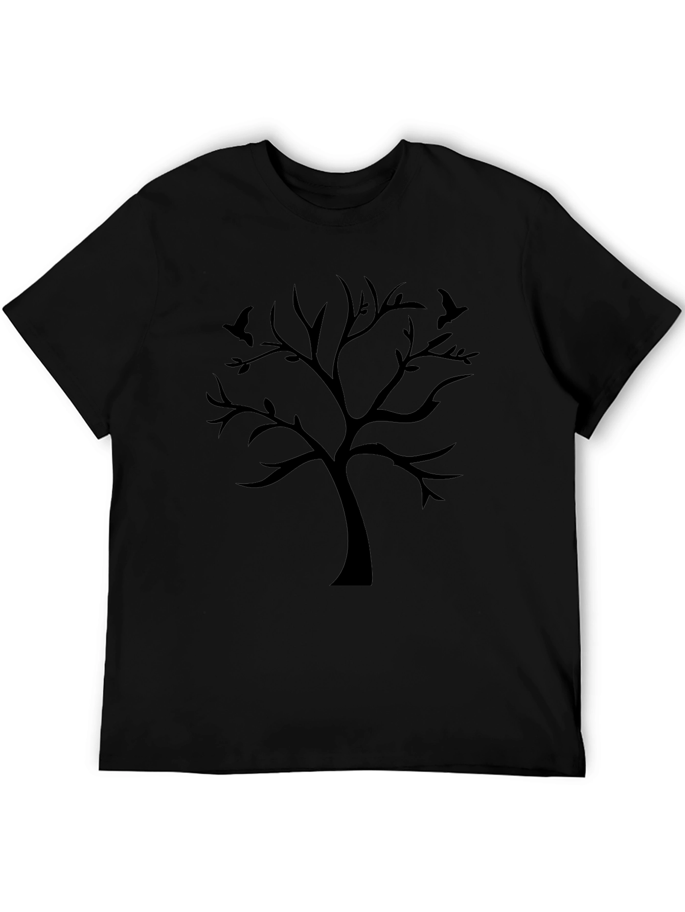 Black Tree Silhouette Graphic Tee - Mens Casual Shirt