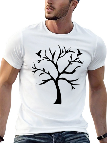 Black Tree Silhouette Graphic Tee - Mens Casual Shirt