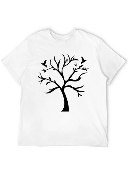 Black Tree Silhouette Graphic Tee - Mens Casual Shirt