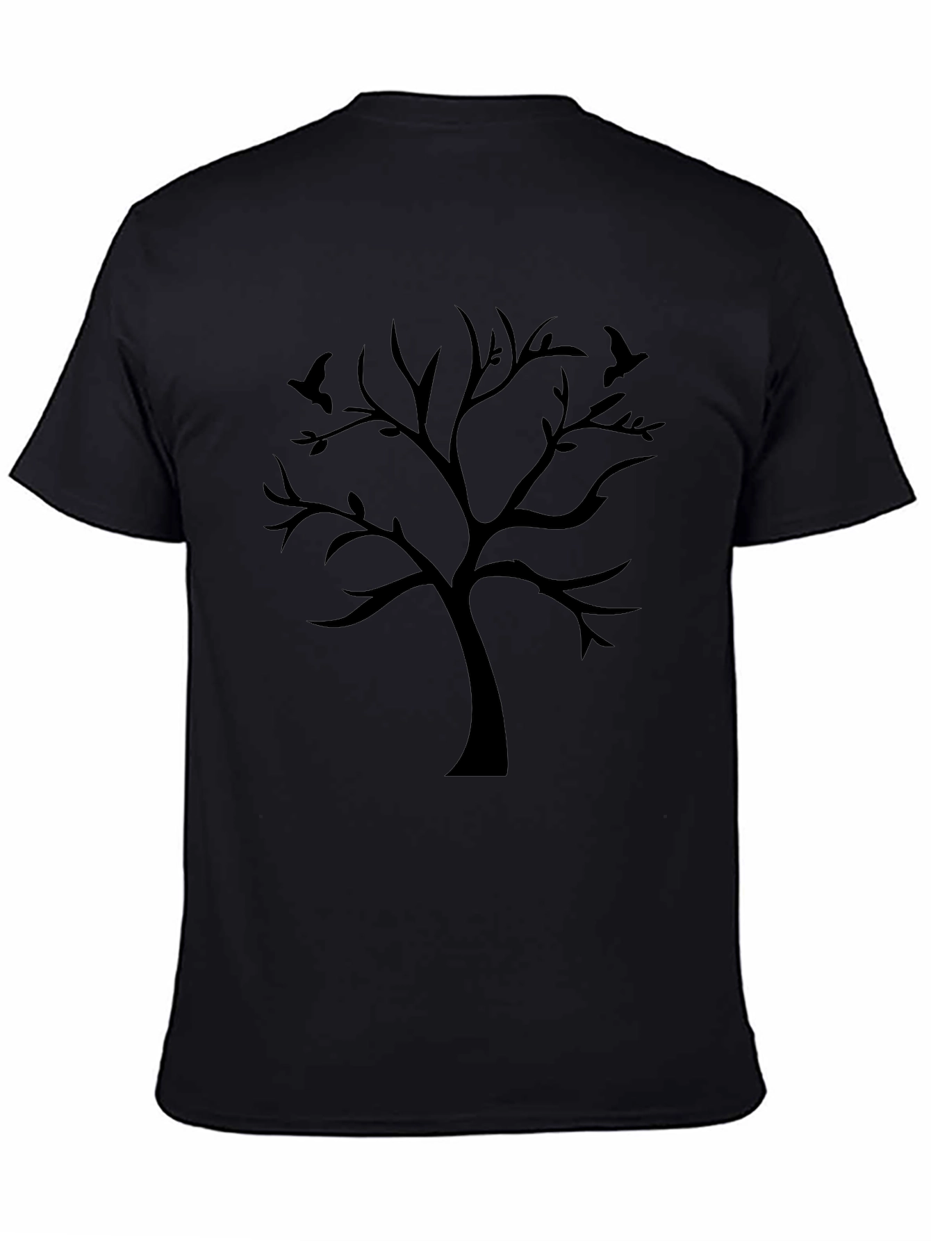 Black Tree Silhouette Graphic Tee - Mens Casual Shirt